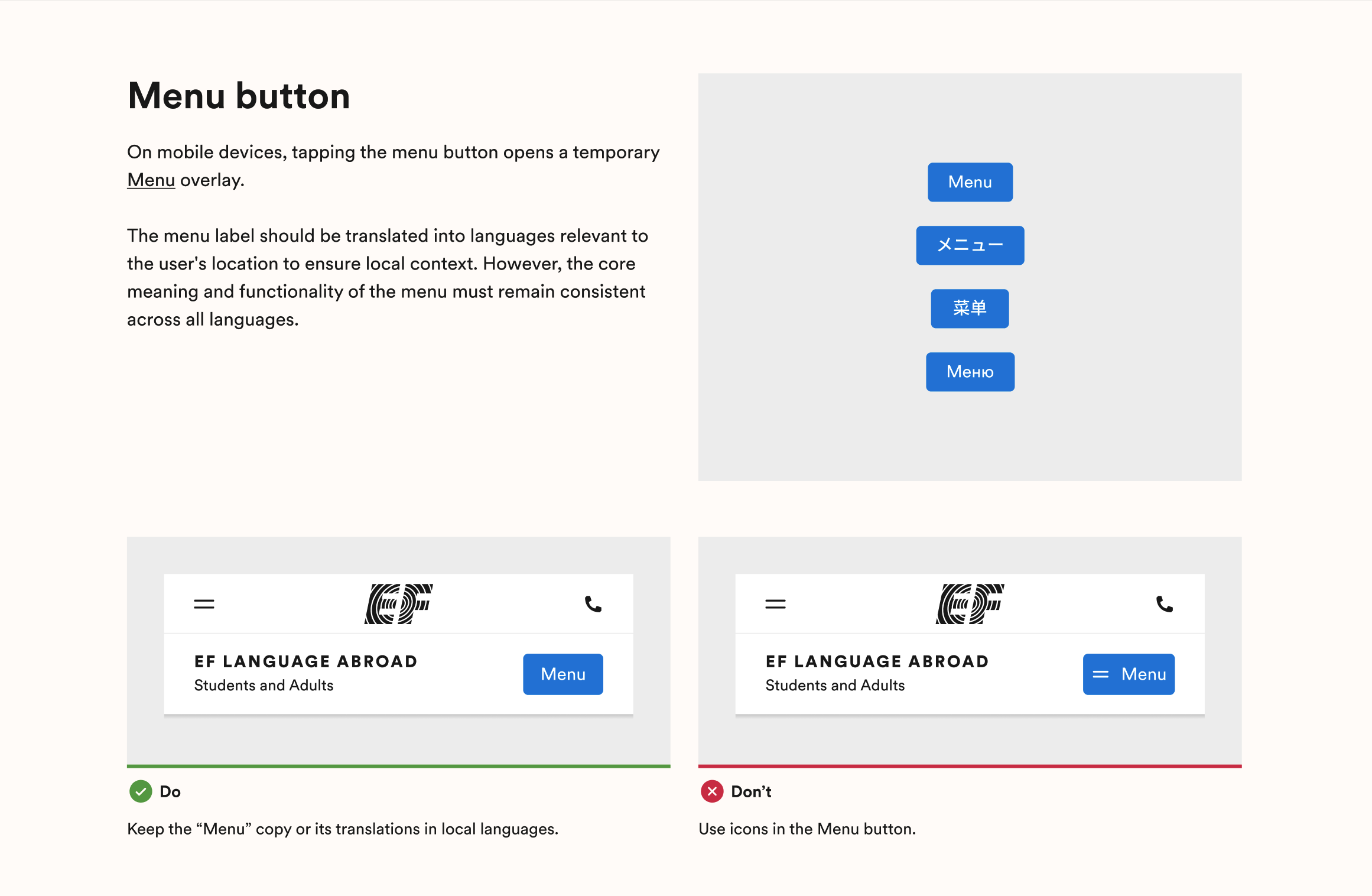 Navigation component usage and behavior documentation
