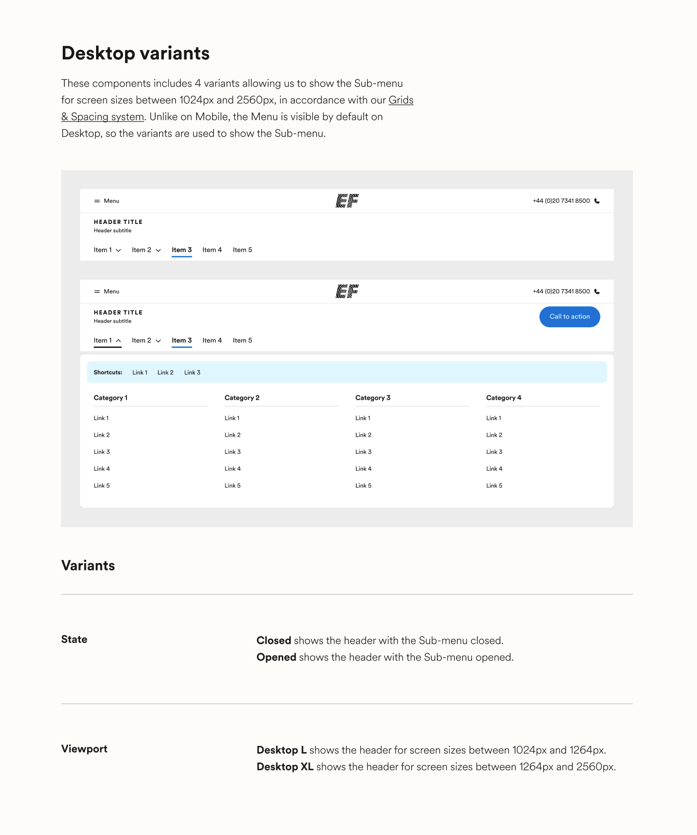 Design-system documentation for configuring the global navigation component