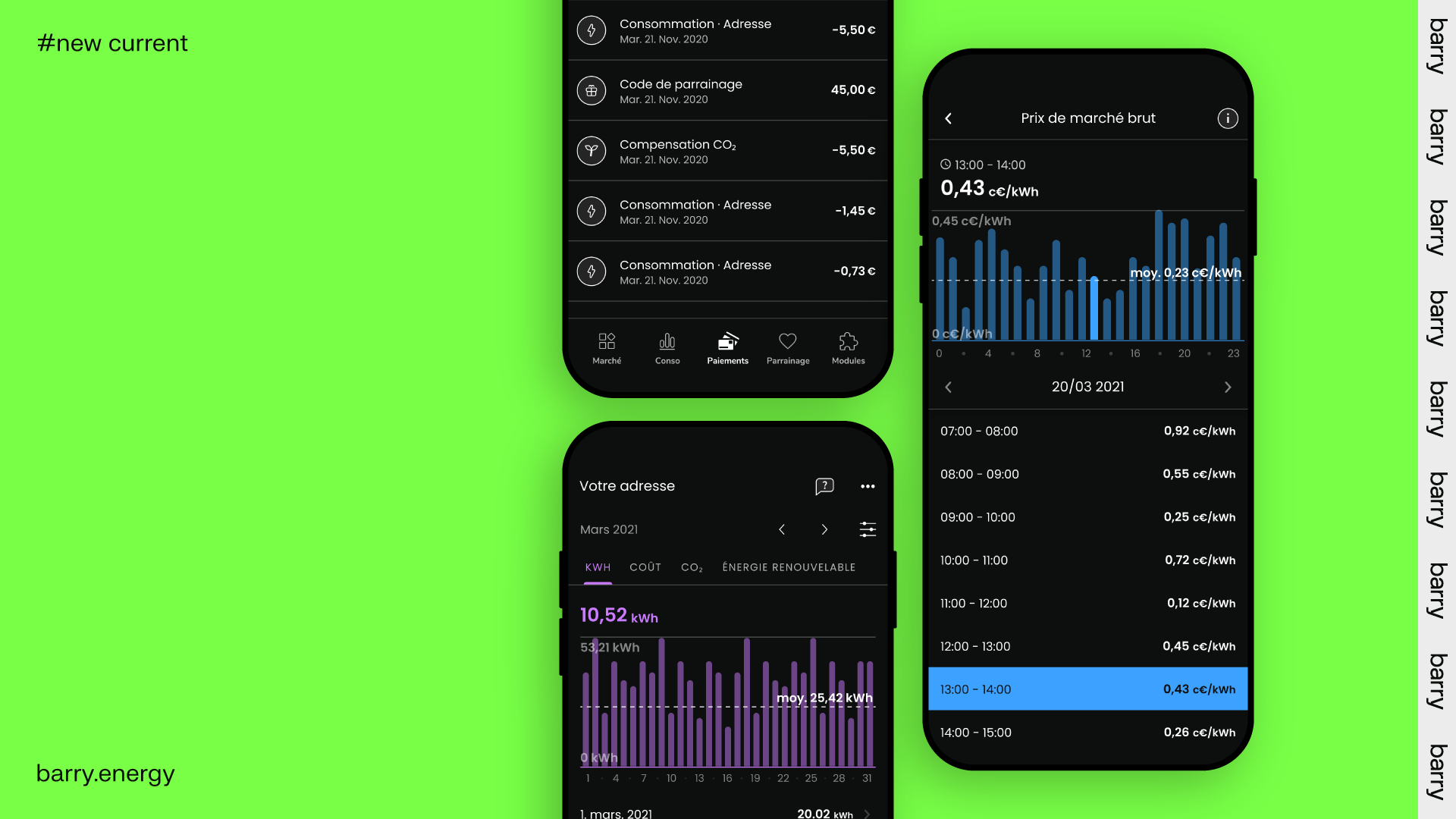 Barry electricity app before the EV charging-planning redesign