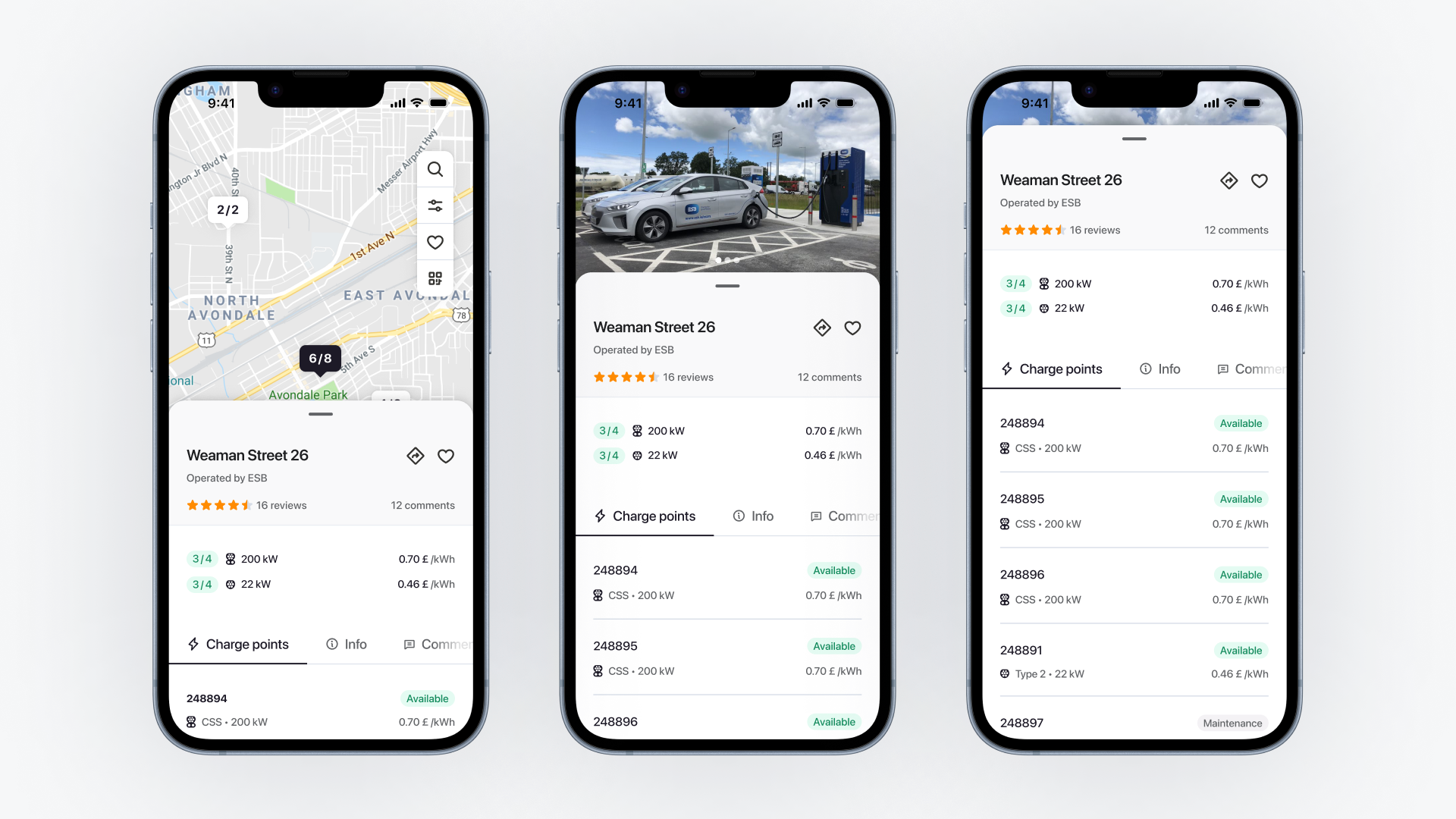 Charge-point selection interface for choosing a compatible connector