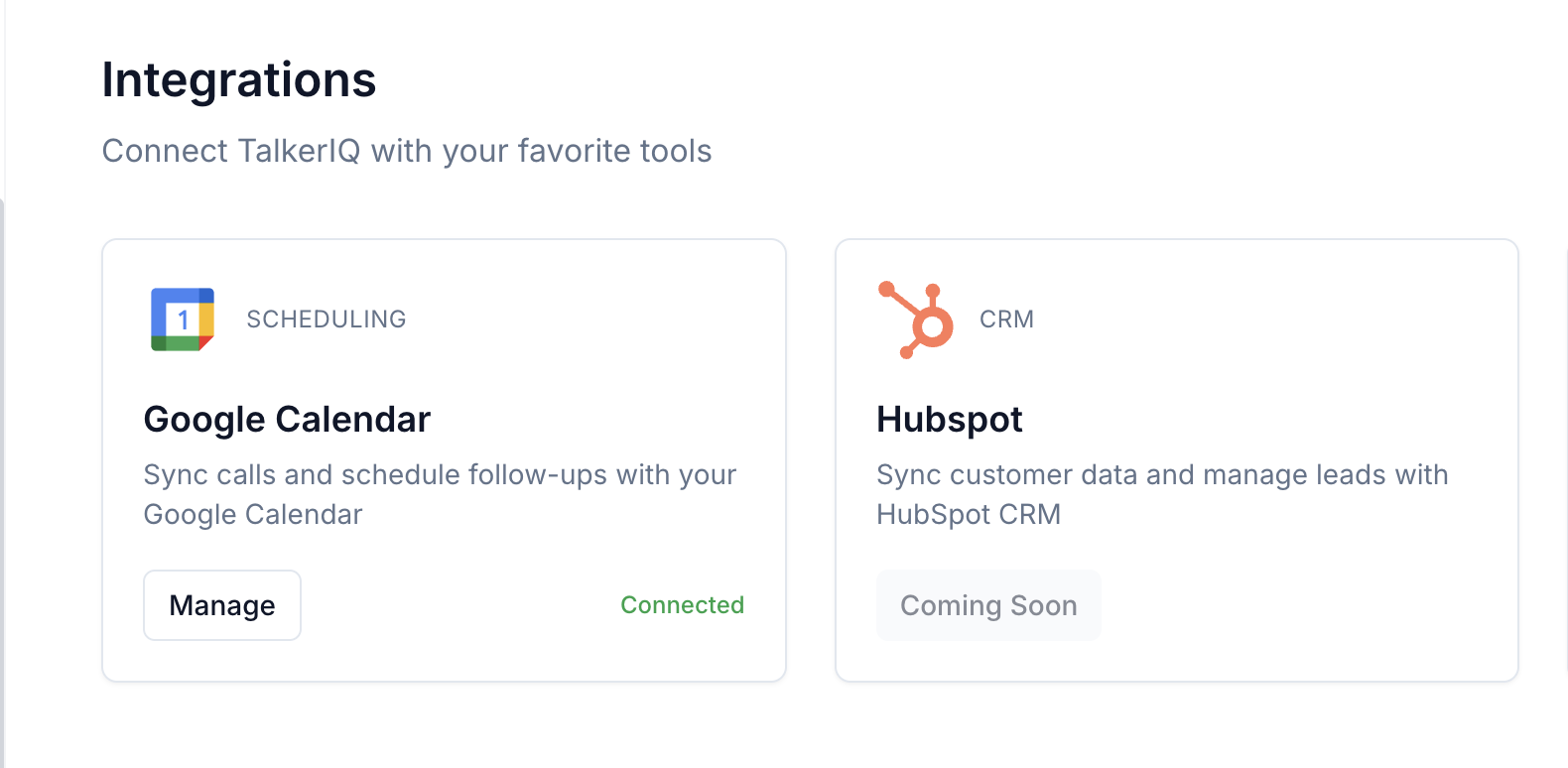 Google Calendar Integration Dashboard Preview