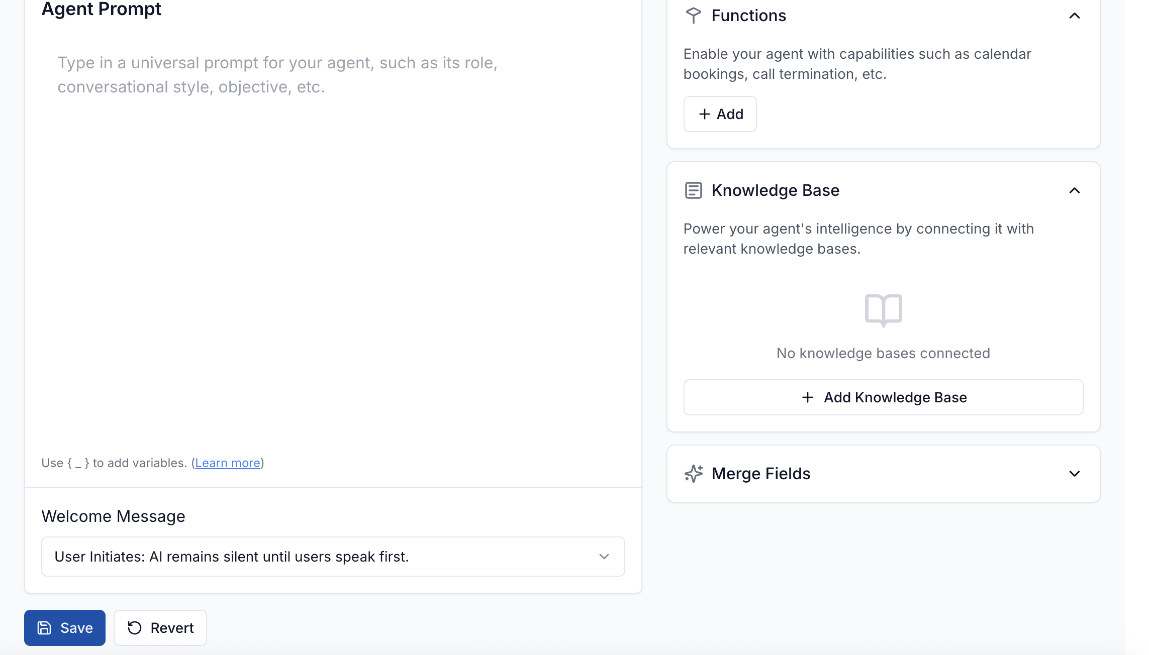 Step 2: Agent Configuration Panel