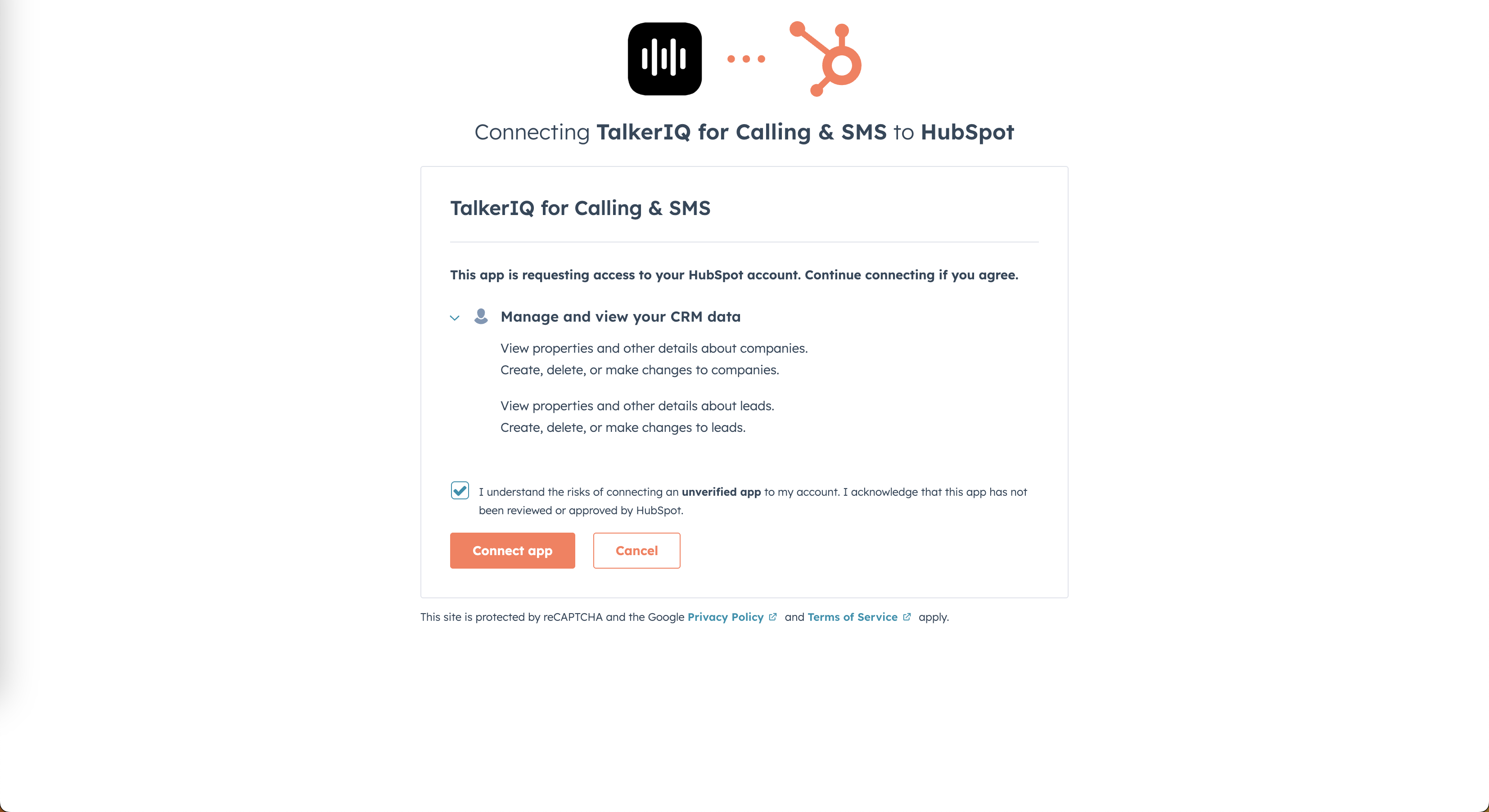 Step 3: Review and approve permissions on HubSpot permissions page