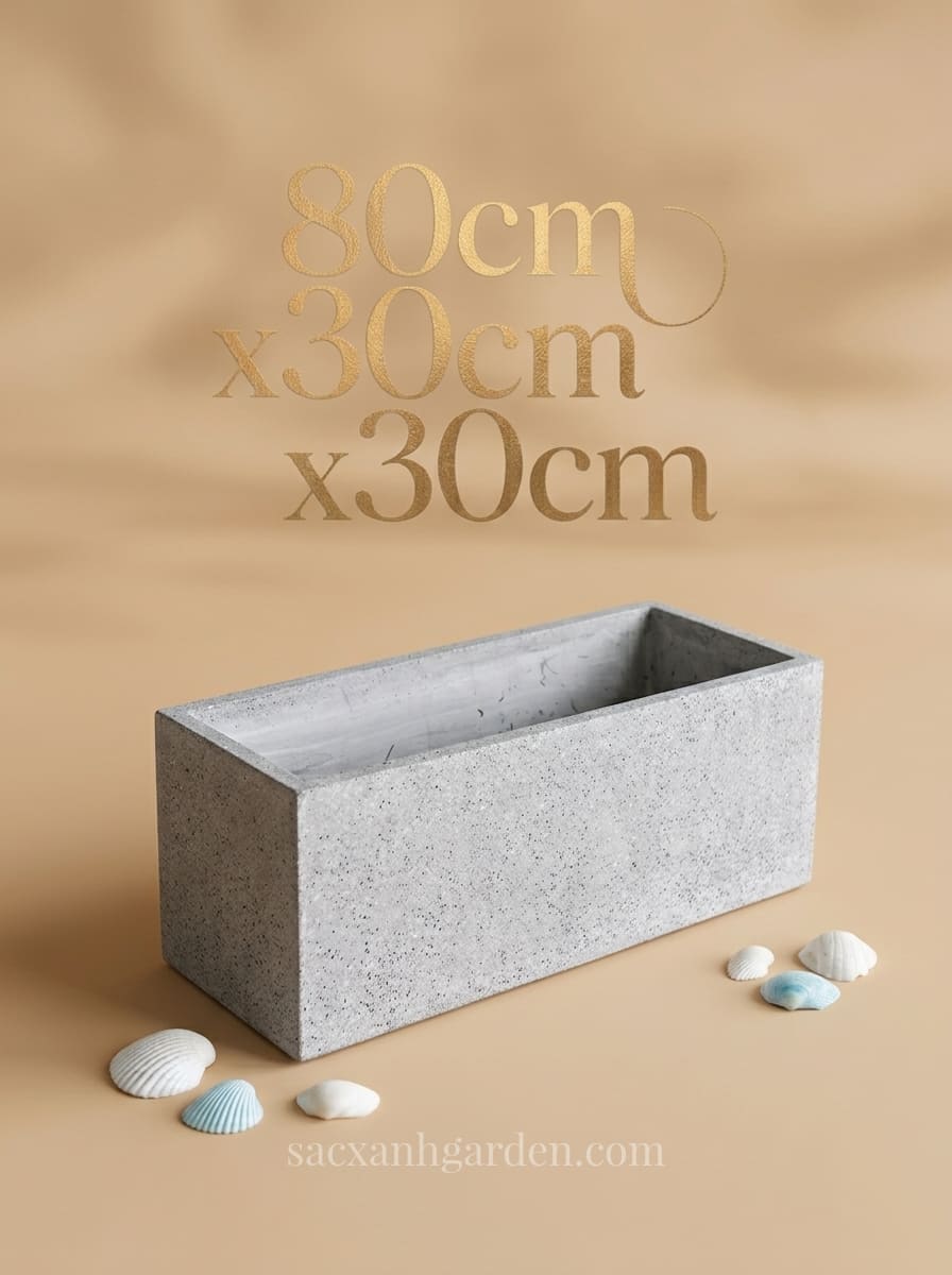 Chậu Xi Măng Đá Mài 80x30x30cm