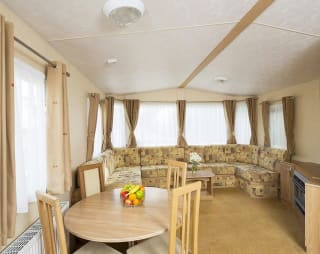 The lounge area of our spacious adapted static caravan. The perfect way to stay.