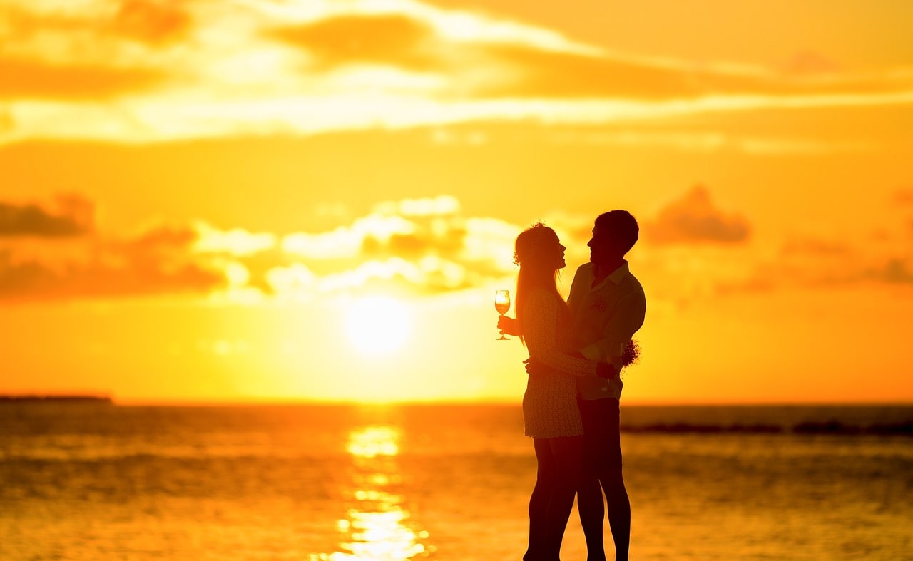 Sunset beach stroll image