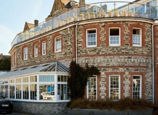 The external of Rick Steins restaurant in Padstow. image