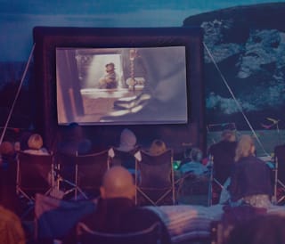 A view of the Outdoor Cinema at our Isle of Wight park, Whitecliff Bay.