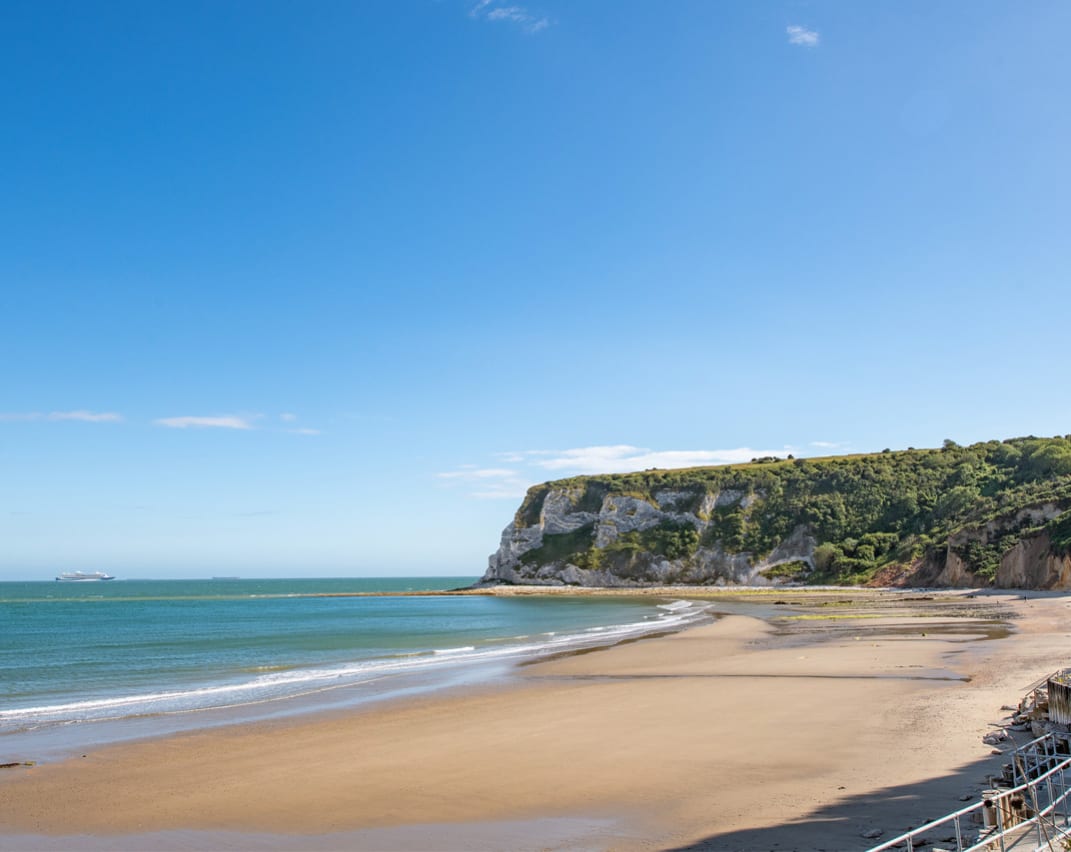 The beach on the doorstep of our holiday park in the Isle of Wight, Whitecliff Bay. image
