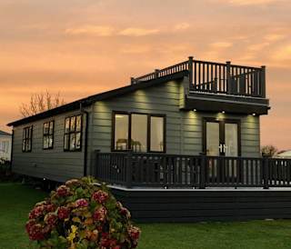 One of our lodges avalable to stay in. A beautiful sunset behind the lodge during the Autumn months.