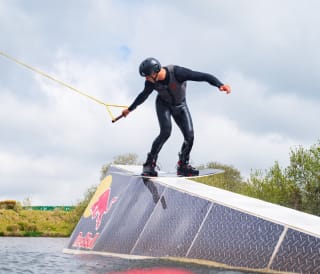 A man wakeboaring at our Retallack Resort and Spa, Cornwall.