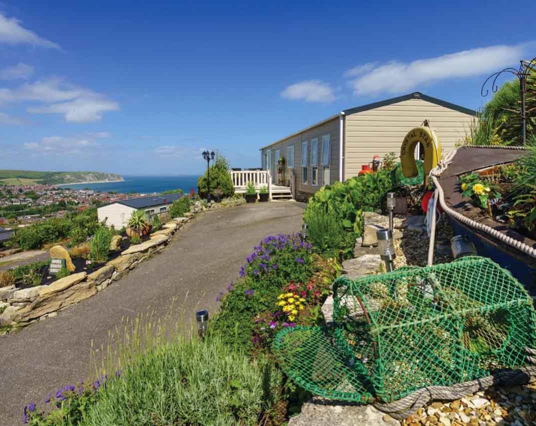A static caravan at Swanage Bay holiday park. image