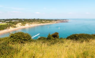 A clear sunny day at the beach of Whitecliff Bay. One of our static caravan holiday parks in the Isle Of Wight. image