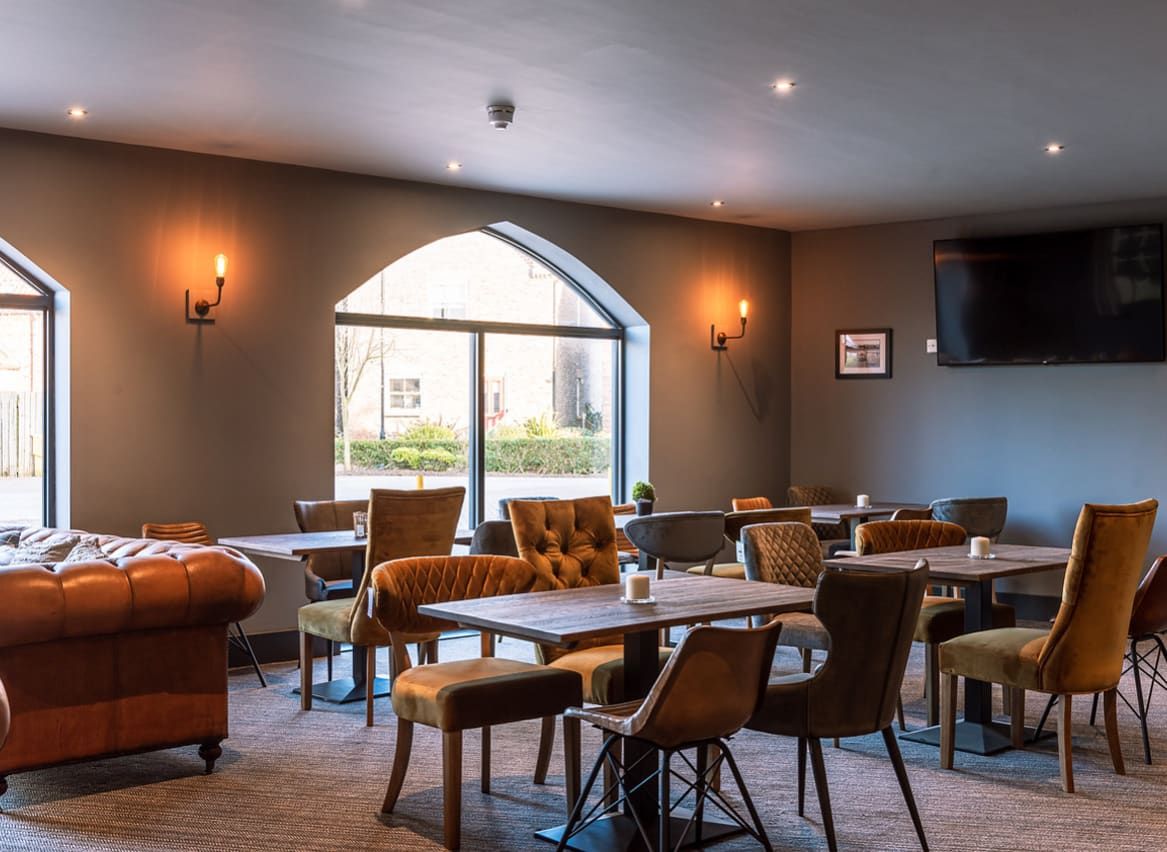 The seating area in our lovely John Paul Jones restaurant at The Bay Filey. image