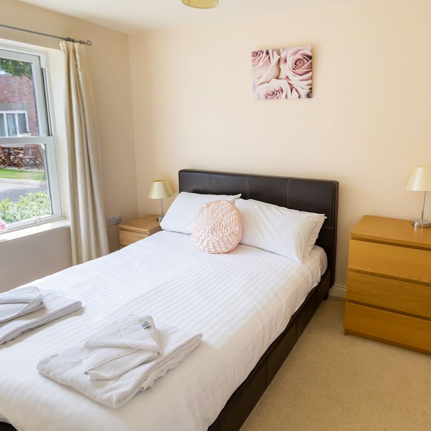 Comfortable double bed with pillows & linen included