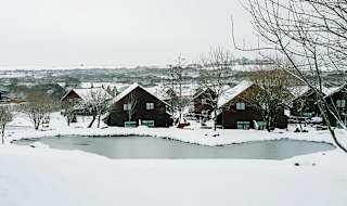 A snowy view of our stunning Cornish resort, Retallack Resort.