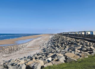A summer's day overlooking the beach by our static caravan holiday park Golden Sands, North Wales. image