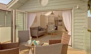 The decking area of our Exclusive Beach Lodge at The Bay Colwell. Book your holiday now! image