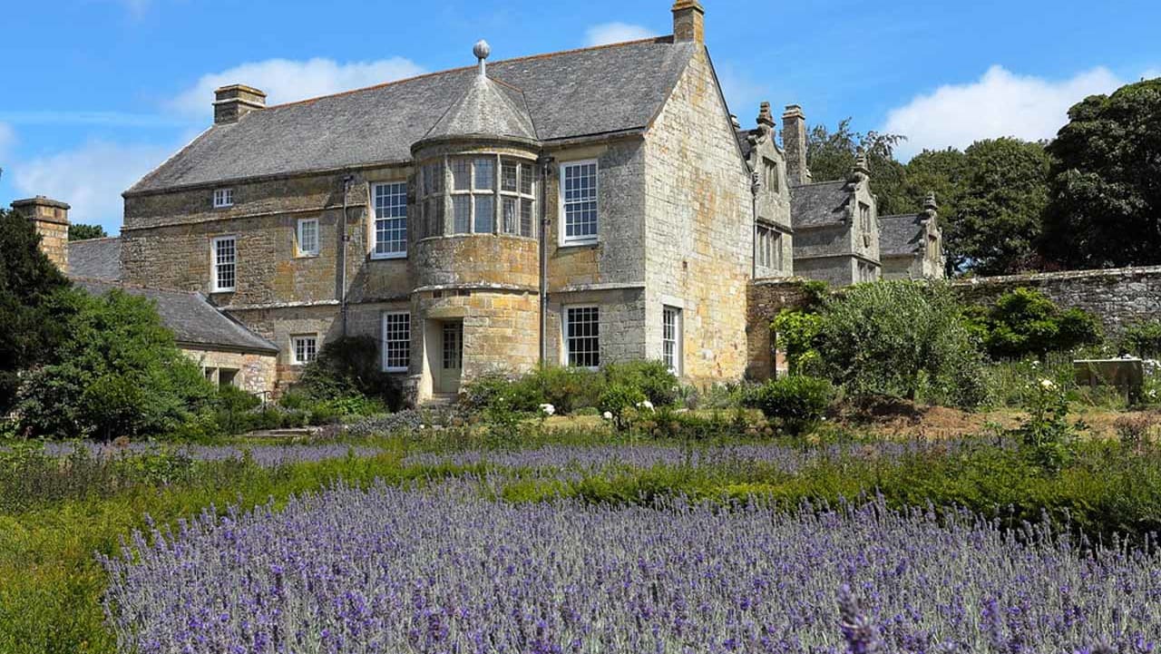 The exterior of the manor house at Trerice House and Gardens in Cornwall.