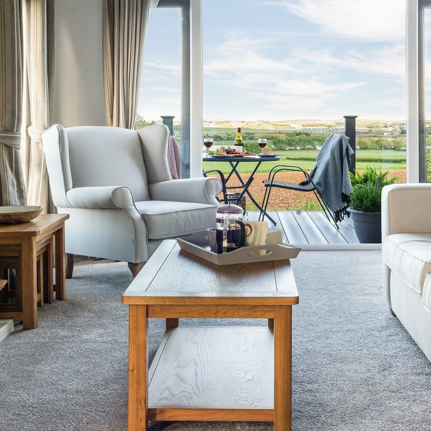 The interior of one of holiday homes with stunning views.