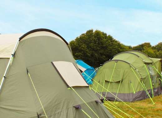 Two tents pitched at one of our holiday parks.