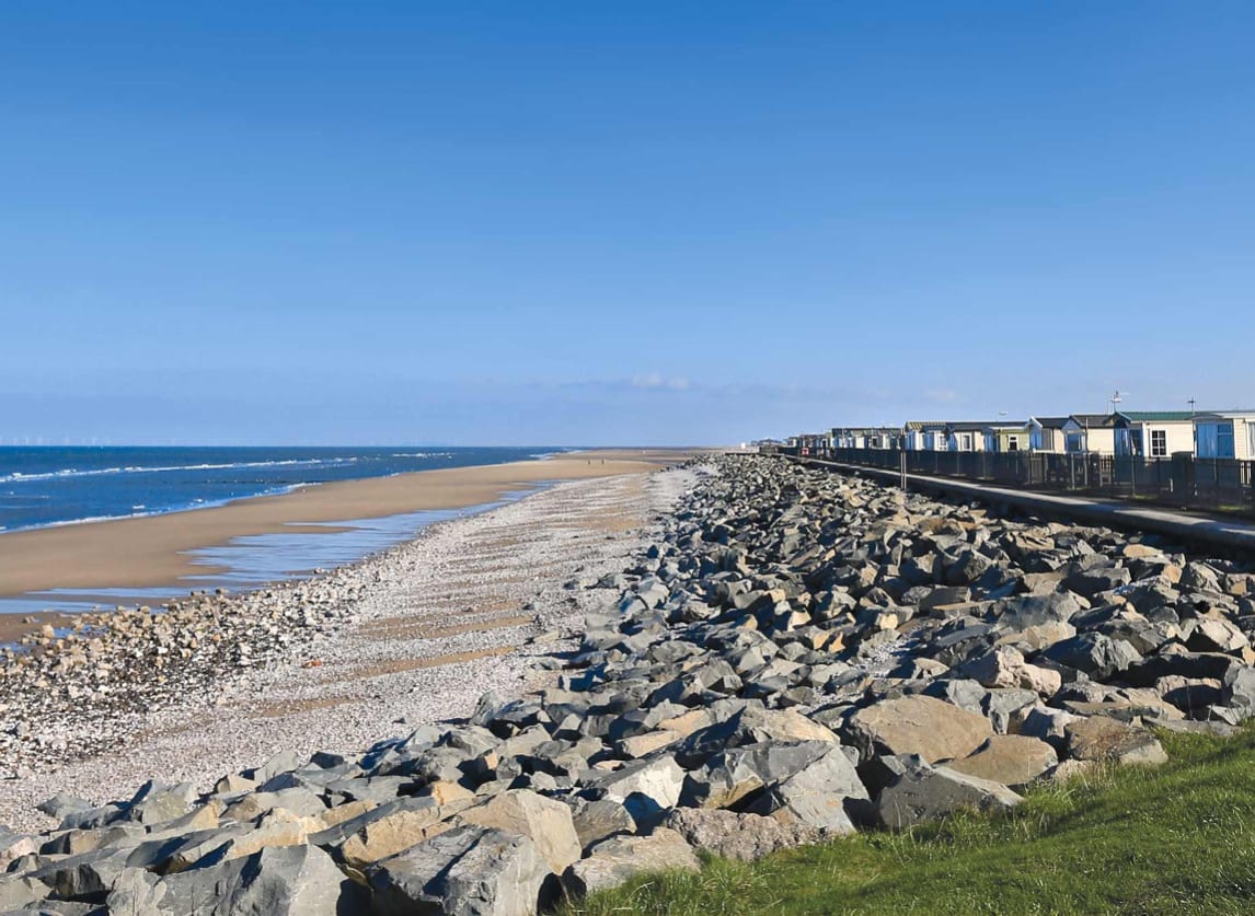 A summer's day overlooking the beach by our static caravan holiday park Golden Sands, North Wales. image