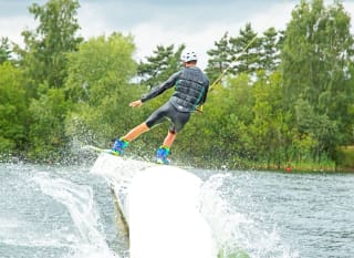 A male enjoying some watersports at the New Forest Water Park. image
