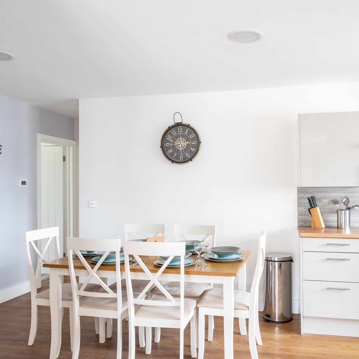 The dining area of one of our spacious static caravans at Mersea Island. Book your holiday now!
