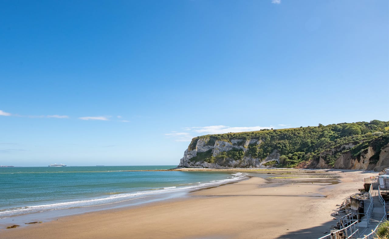 The beach on the doorstep of our holiday park in the Isle of Wight, Whitecliff Bay. image