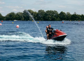 A man enjoying the jet ski activity at Tattershall Lakes, Lincolnshire. image