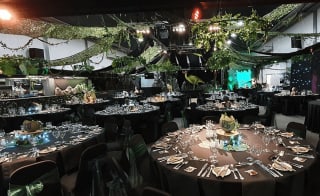 Our tables set up for a corportae event at Beachcomber Entertainment Centre. image