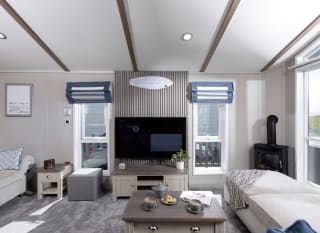 The living area of one of our spacious static caravans in St Ives. Book your holiday now! image