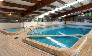 An image of a indoor swimming pool with clear blue water at one of our holiday parks. image