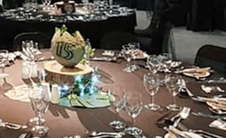 Our tables set up for a corportae event at Beachcomber Entertainment Centre. image