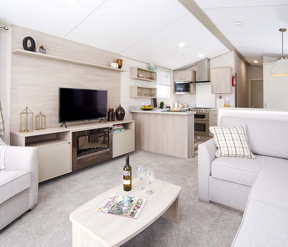 The lounge area of one of our static holiday homes.