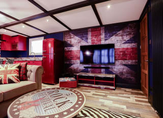 The lounge area of one of our exclusive accommodations, The Rockstar. Book your holiday now! image