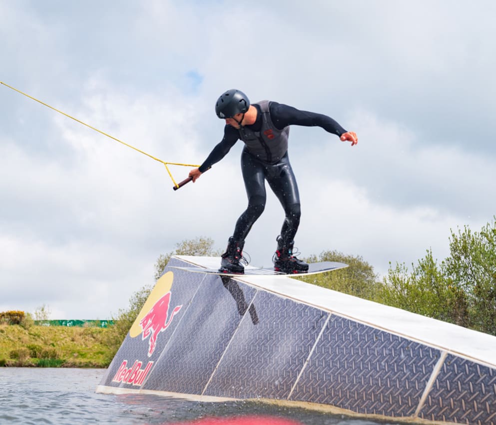 A man wakeboaring at our Retallack Resort and Spa, Cornwall.