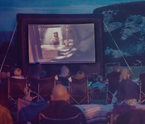 A view of the Outdoor Cinema at our Isle of Wight park, Whitecliff Bay.