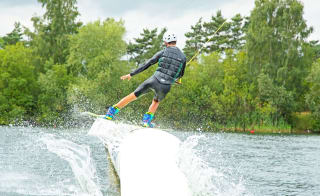 A male enjoying some watersports at the New Forest Water Park. image