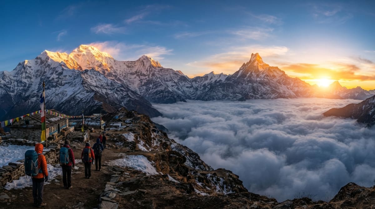 Mardi Himal Trek trail and mountain views