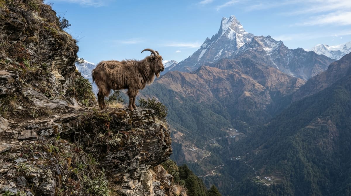 Himalayan Thar seen near the Mardi Himal trekking trail