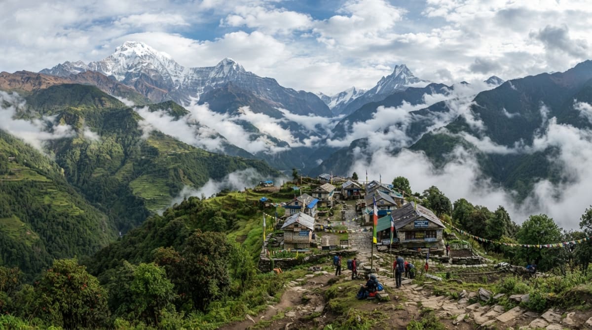 Tea houses at Pitam Deurali on the Mardi Himal Trek