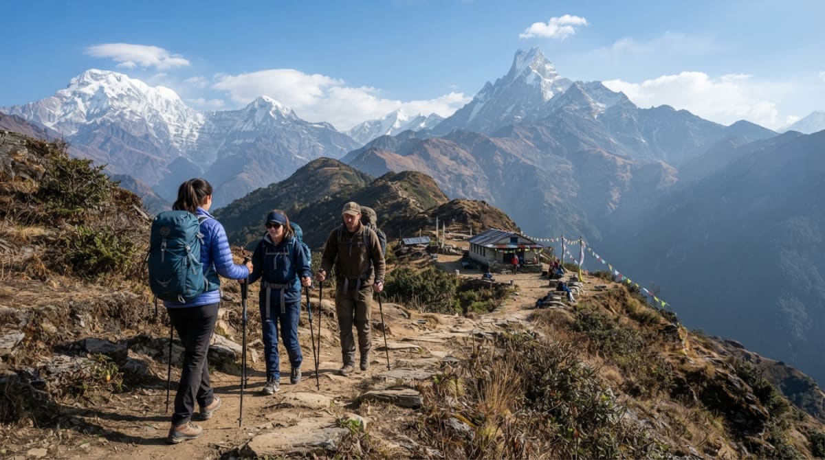 Mardi Himal Trek Direct International Flight to Pokhara trail and mountain views