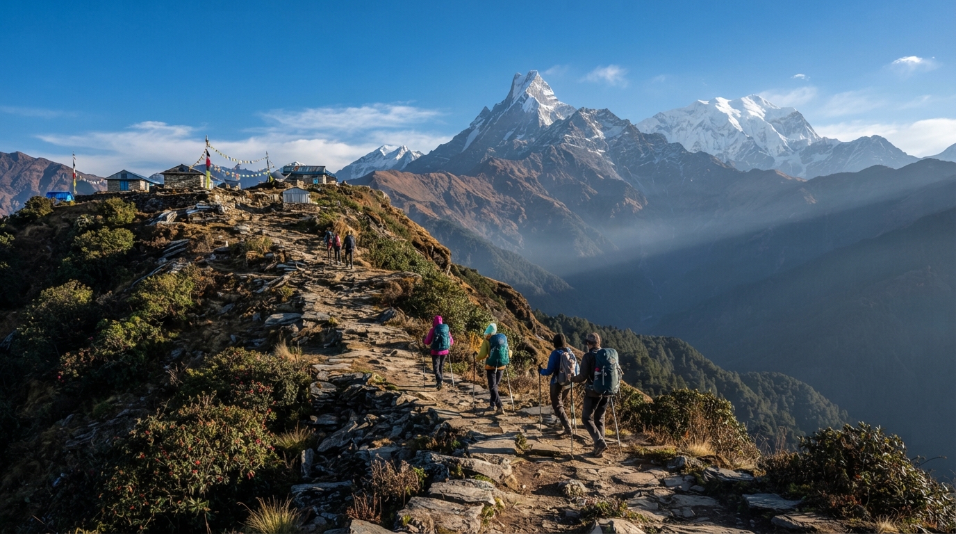 Mardi Himal High Camp with Annapurna and Machhapuchhre views
