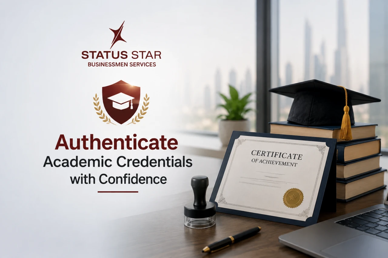 Authenticate your academic credentials with confidence – Educational certificate attestation and document authentication services by Status Star Businessmen Services in Dubai.
