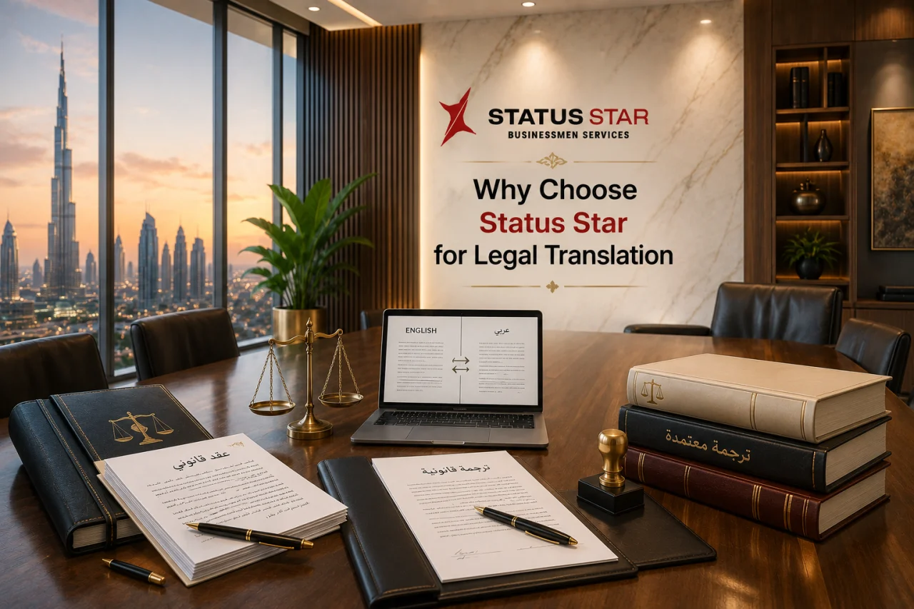 Why choose Status Star for legal translation services with certified translators, accurate translations, and reliable support in the UAE