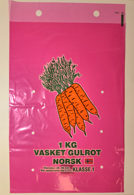 PLASTPOSE GULROT 1kg NORSK FLAGG 250x360+40mm, 35my KRT=2400