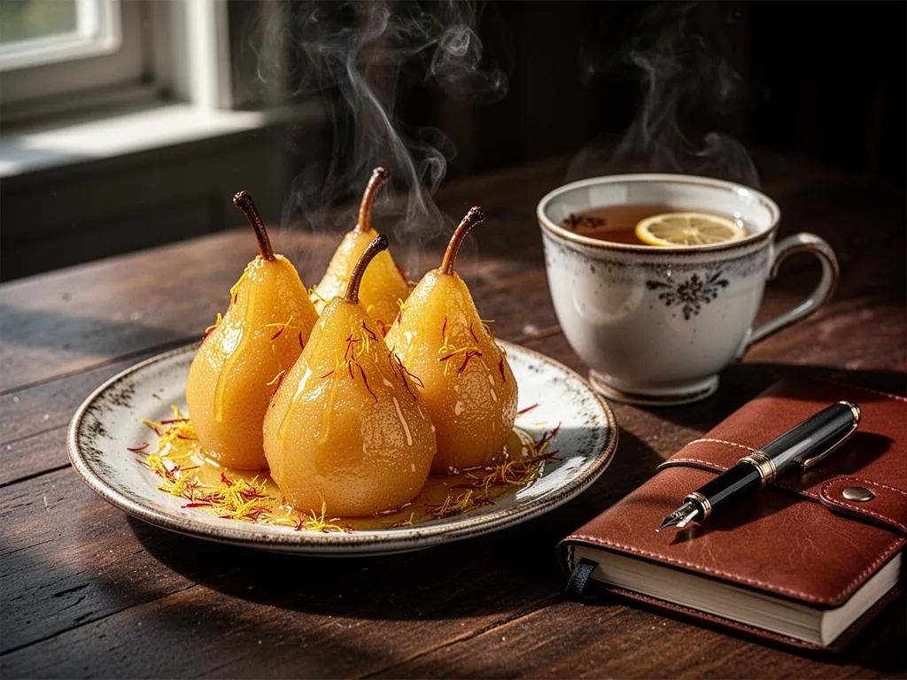 Luxury Saffron Honey Poached Pears