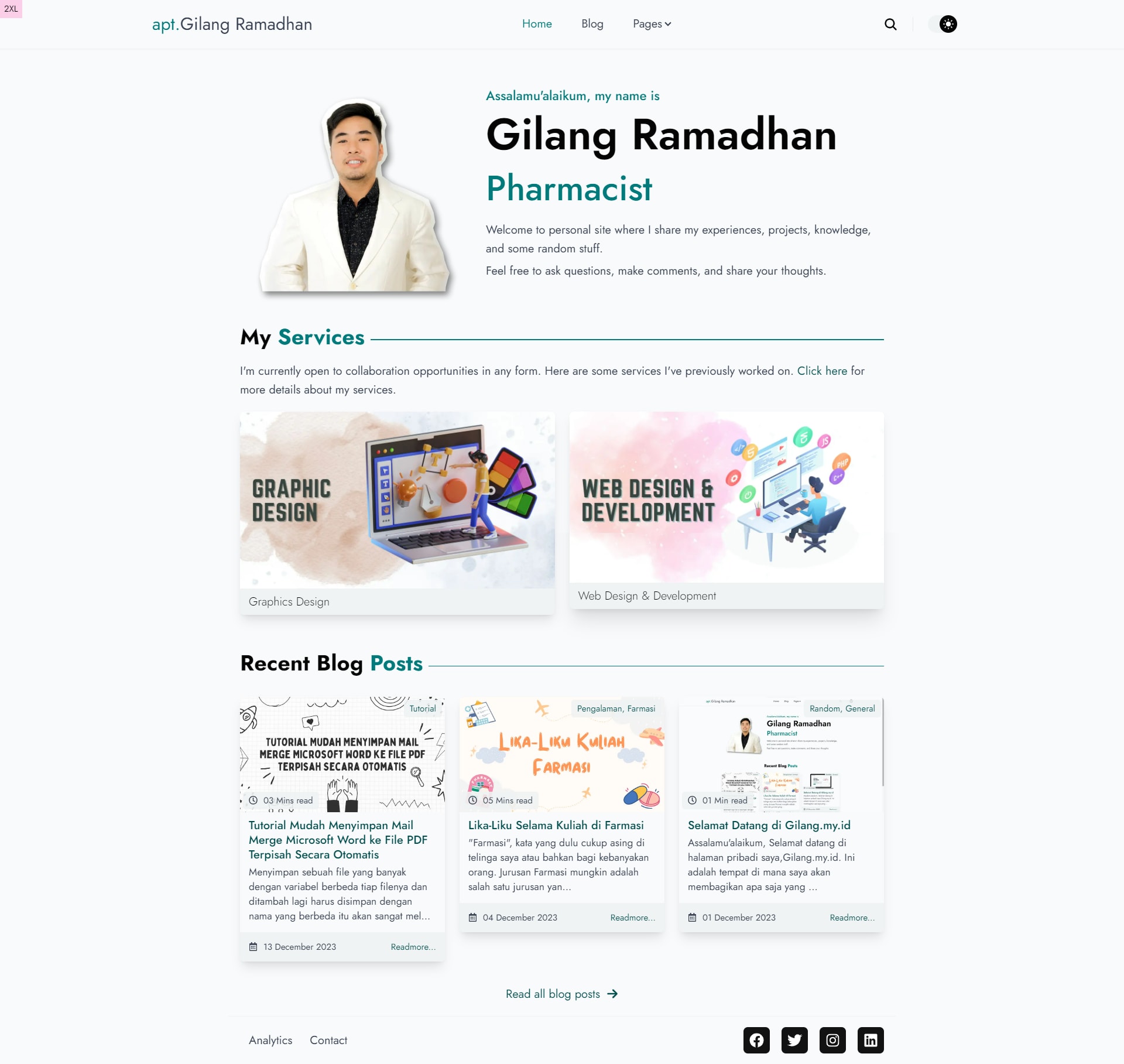 Tampilan Gilang.my.id