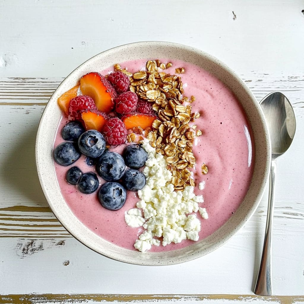 Smoothie bowl pêche & cottage cheese: Creamy Delight Awaits